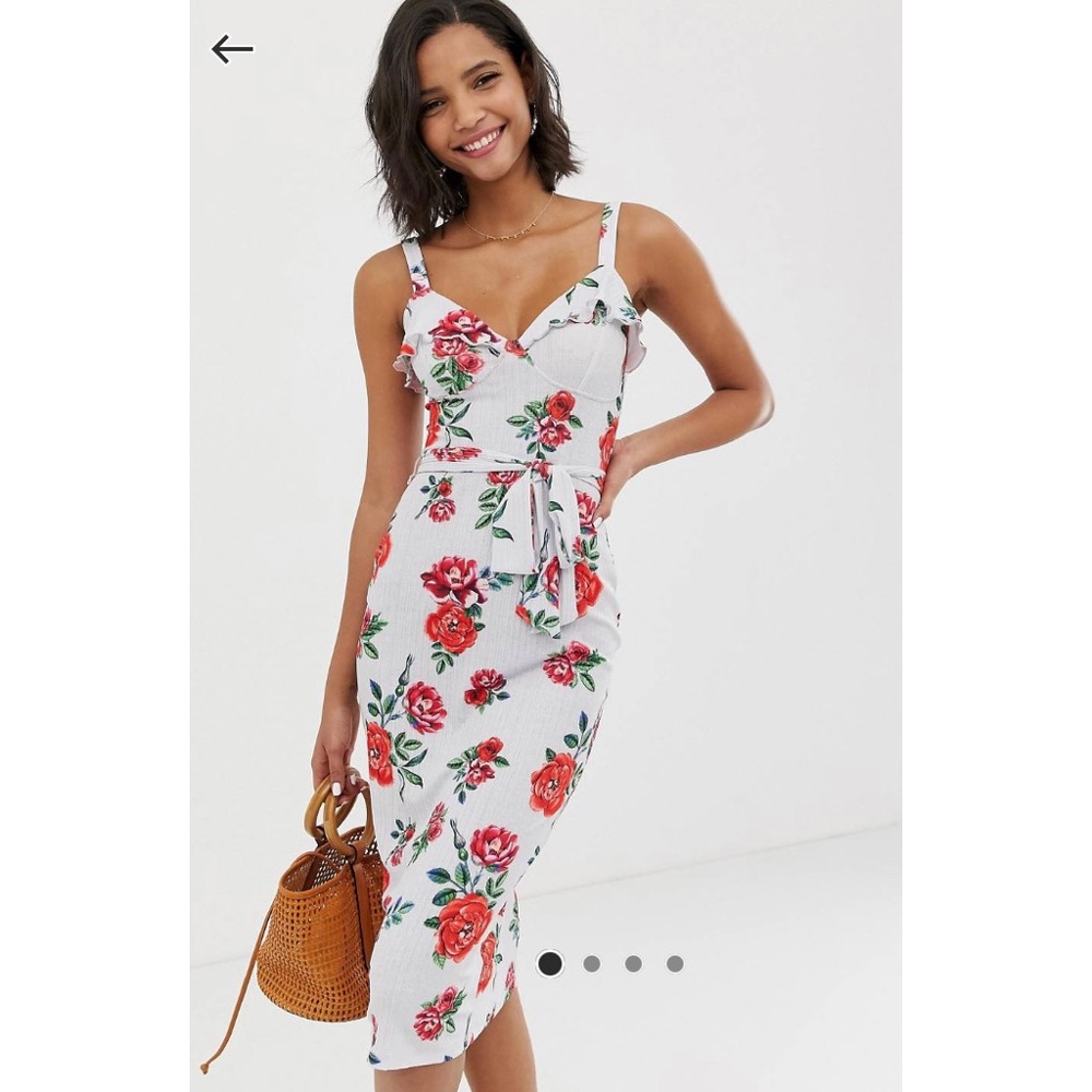ASOS ribbed floral print midi dress